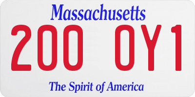 MA license plate 200OY1