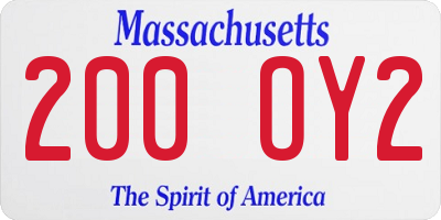 MA license plate 200OY2