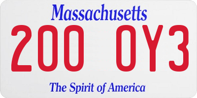MA license plate 200OY3