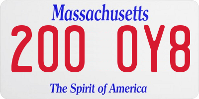 MA license plate 200OY8