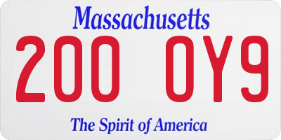 MA license plate 200OY9