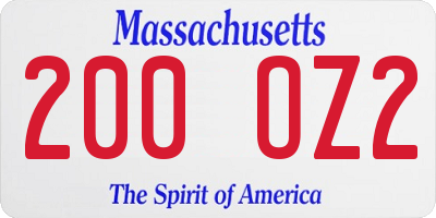 MA license plate 200OZ2
