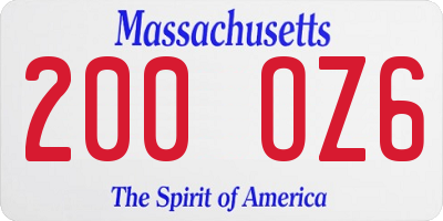 MA license plate 200OZ6