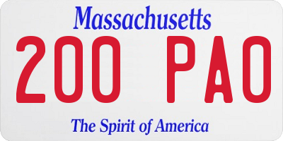 MA license plate 200PA0