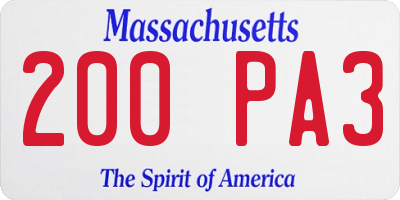 MA license plate 200PA3