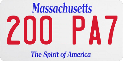 MA license plate 200PA7