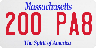 MA license plate 200PA8