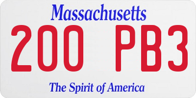 MA license plate 200PB3