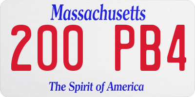 MA license plate 200PB4