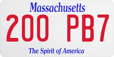 MA license plate 200PB7