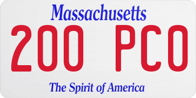 MA license plate 200PC0