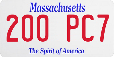 MA license plate 200PC7