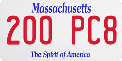 MA license plate 200PC8