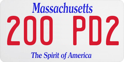 MA license plate 200PD2