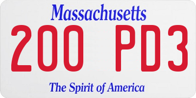 MA license plate 200PD3