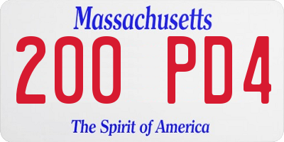 MA license plate 200PD4