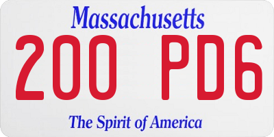 MA license plate 200PD6