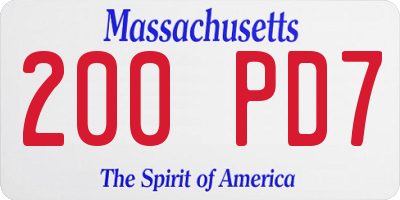 MA license plate 200PD7