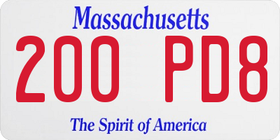 MA license plate 200PD8