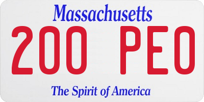MA license plate 200PE0