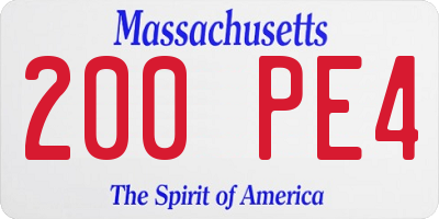 MA license plate 200PE4