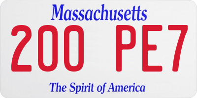MA license plate 200PE7