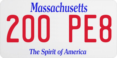 MA license plate 200PE8
