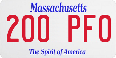 MA license plate 200PF0