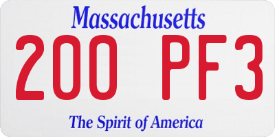 MA license plate 200PF3