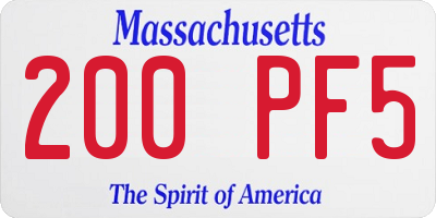 MA license plate 200PF5