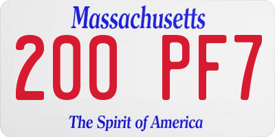 MA license plate 200PF7