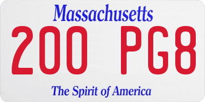 MA license plate 200PG8