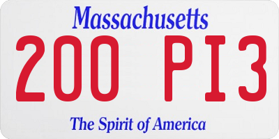 MA license plate 200PI3