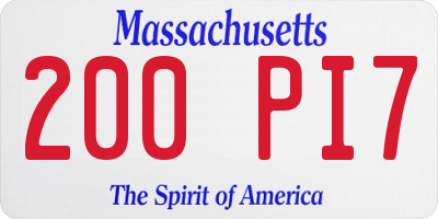 MA license plate 200PI7