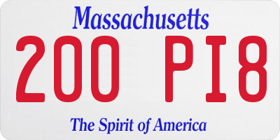MA license plate 200PI8