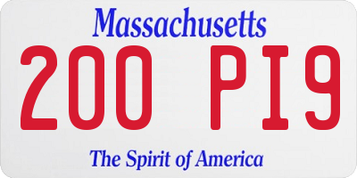 MA license plate 200PI9