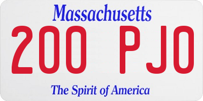 MA license plate 200PJ0