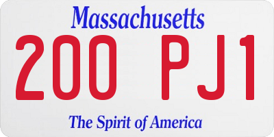MA license plate 200PJ1