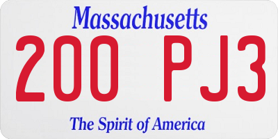 MA license plate 200PJ3