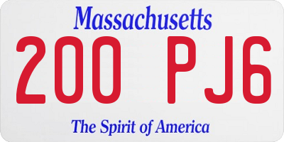 MA license plate 200PJ6