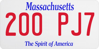 MA license plate 200PJ7