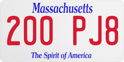 MA license plate 200PJ8