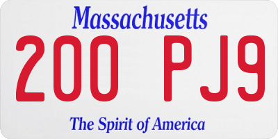 MA license plate 200PJ9