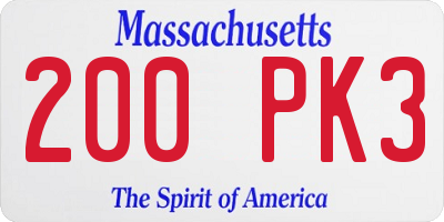 MA license plate 200PK3