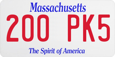 MA license plate 200PK5