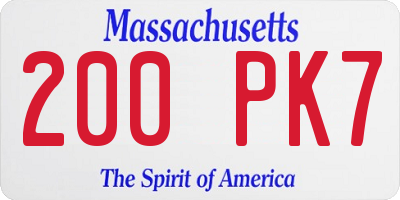 MA license plate 200PK7