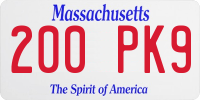 MA license plate 200PK9