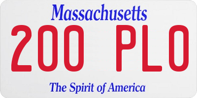 MA license plate 200PL0
