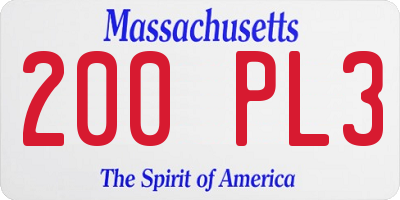 MA license plate 200PL3