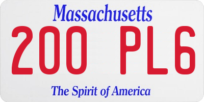 MA license plate 200PL6